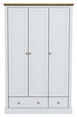 Product photograph of Devon White 3 Door Wardrobe from Choice Furniture Superstore