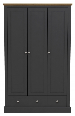 Product photograph of Devon Charcoal 3 Door Wardrobe from Choice Furniture Superstore