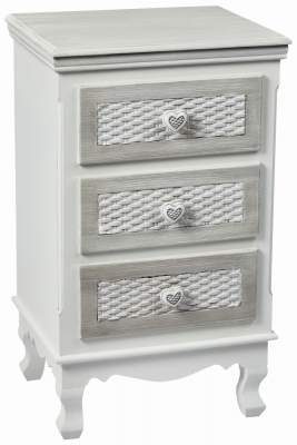 Product photograph of Brittany French Style 3 Drawer Bedside Cabinet - White And Grey from Choice Furniture Superstore