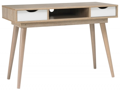 Product photograph of Scandi Oak Effect 2 Drawer Desk - White from Choice Furniture Superstore