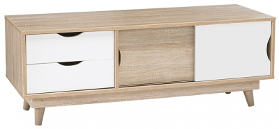 Product photograph of Scandi Oak Effect 120cm Tv Unit - White from Choice Furniture Superstore