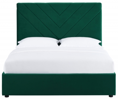 Product photograph of Islington Forest Green Velvet Upholstered 4ft 6in Double Bed from Choice Furniture Superstore