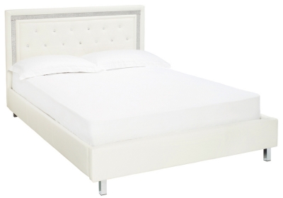 Product photograph of Crystalle White Faux Leather Bed from Choice Furniture Superstore