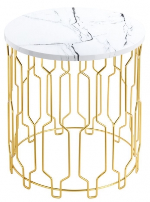 Product photograph of Grace Round End Table With Geometrical Base from Choice Furniture Superstore