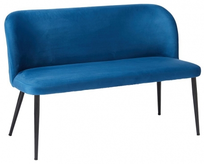 Product photograph of Zara Blue Velvet Fabric Dining Bench With Backrest from Choice Furniture Superstore