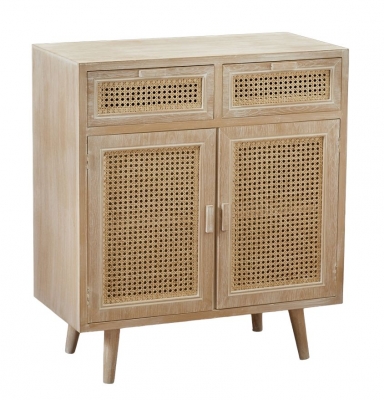 Product photograph of Toulouse Wood And Rattan Small 2 Door Sideboard - 75cm from Choice Furniture Superstore