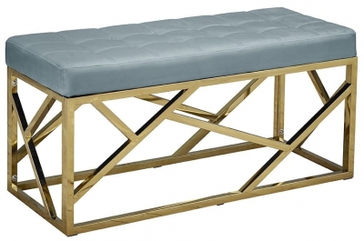 Product photograph of Renata Fabric Bench With Geometric Base from Choice Furniture Superstore