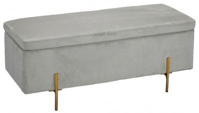 Product photograph of Lola Grey Velvet Fabric Ottoman Bench from Choice Furniture Superstore