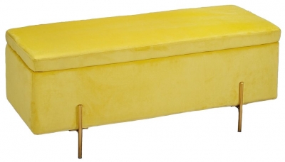 Product photograph of Lola Mustard Velvet Fabric Ottoman Bench from Choice Furniture Superstore