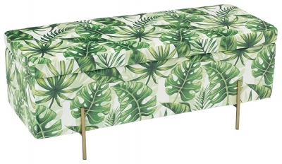 Product photograph of Lola Palm Print Fabric Ottoman Bench from Choice Furniture Superstore