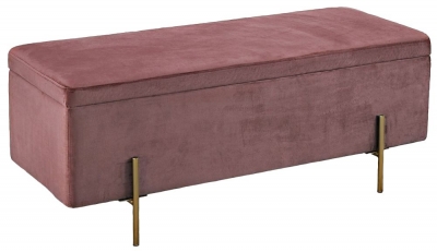 Product photograph of Lola Pink Velvet Fabric Ottoman Bench from Choice Furniture Superstore