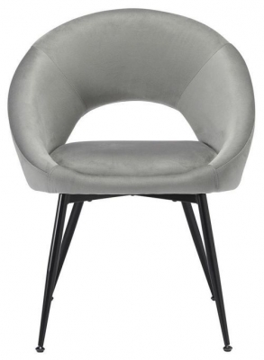 Product photograph of Lulu Pale Velvet Fabric Dining Chair With Black Legs Sold In Pairs - Comes In Grey Black And Pink from Choice Furniture Superstore