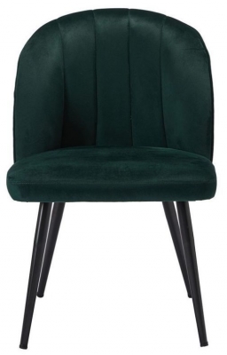 Product photograph of Orla Green Velvet Fabric Dining Chair With Black Legs Sold In Pairs from Choice Furniture Superstore