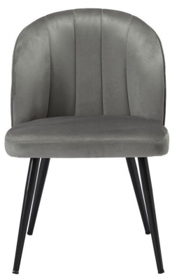 Product photograph of Orla Grey Velvet Fabric Dining Chair With Black Legs Sold In Pairs from Choice Furniture Superstore