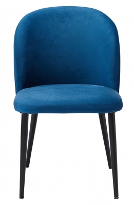 Product photograph of Zara Blue Velvet Fabric Dining Chair With Black Legs Sold In Pairs from Choice Furniture Superstore