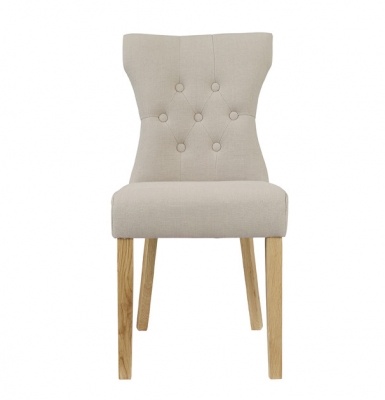Product photograph of Naples Fabric Dining Chair With Wooden Legs Sold In Pairs - Comes In Beige And Grey from Choice Furniture Superstore