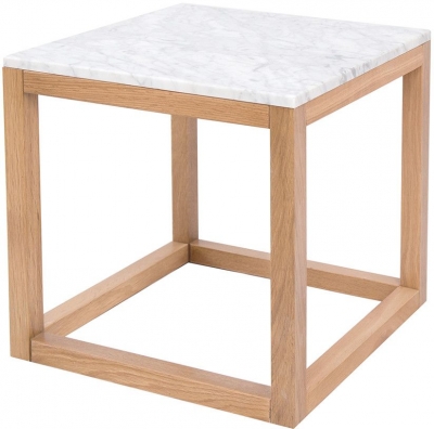 Product photograph of Harlow White Marble Top Square End Table from Choice Furniture Superstore
