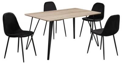 Product photograph of Genoa Oak 140cm Dining Set With Black Hairpin Leg from Choice Furniture Superstore