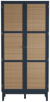 Bordeaux Berlin Blue And Faux Rattan 2 Door Wardrobe