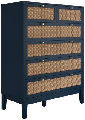 Bordeaux Berlin Blue And Faux Rattan Drawer Chest