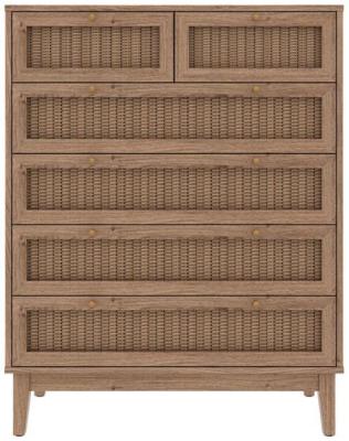 Bordeaux Oak And Faux Rattan Chest Of Drawer