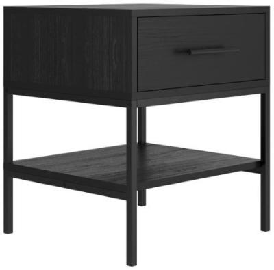 Boston Matte Black 1 Drawer Bedside Cabinet