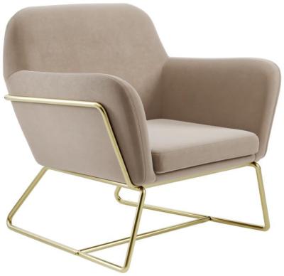 Charles Beige And Brushed Gold Velvet Fabric Armchair