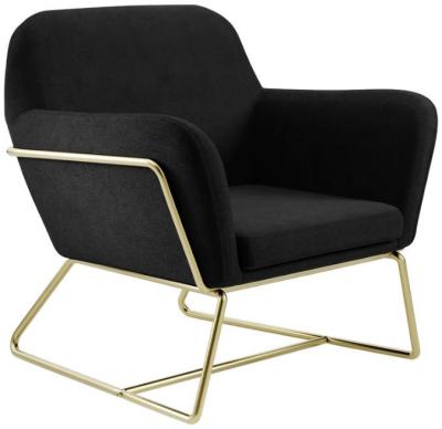 Charles Black And Brushed Gold Velvet Fabric Armchair