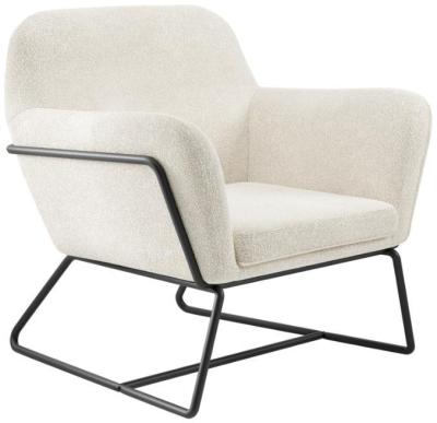 Charles Ivory And Matte Black Boucle Fabric Armchair