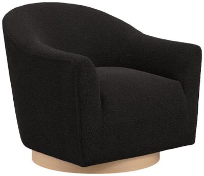 Product photograph of Daphne Black And Natural Boucle Fabric Swivel Chair from Choice Furniture Superstore