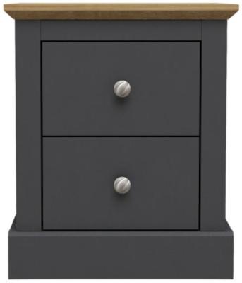 Devon Charcoal 2 Drawer Bedside Cabinet