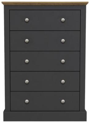 Product photograph of Devon Charcoal 5 Drawer Chest from Choice Furniture Superstore
