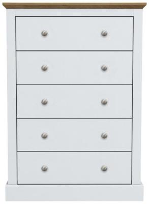 Product photograph of Devon White 5 Drawer Chest from Choice Furniture Superstore