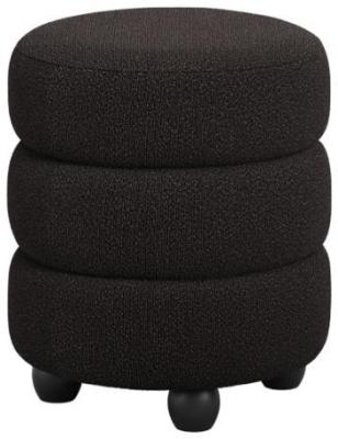 Emi Black Boucle Fabric Pouffe