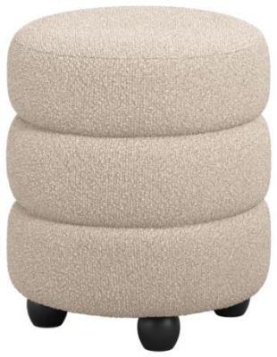 Emi Buff And Black Boucle Fabric Pouffe