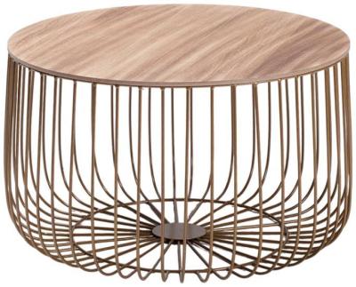 Product photograph of Enzo Gold And Oak Effect Large Cage Table from Choice Furniture Superstore