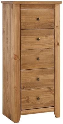 Product photograph of Havana Pine 5 Drawer Tall Chest from Choice Furniture Superstore