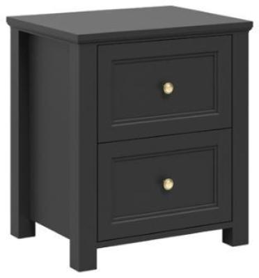 Ives Black 2 Drawer Bedside Cabinet