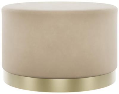 Lara Beige And Brushed Gold Velvet Fabric Large Pouffe