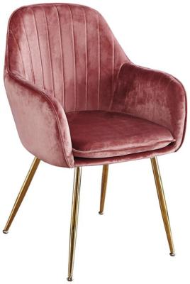 Lara Dusky Pink With Gold Legs Dining Chair Sold In Pairs