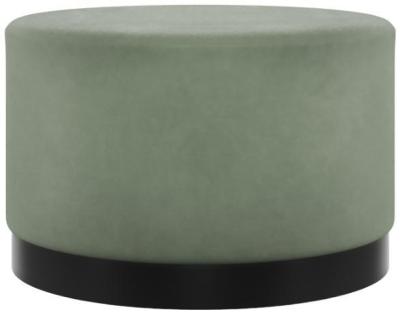 Image of Lara Sage and Matte Black Velvet Fabric Large Pouffe