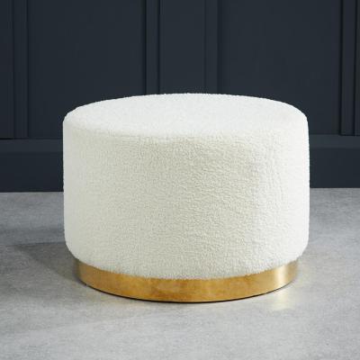 Lara White Boucle Fabric Large Pouffe