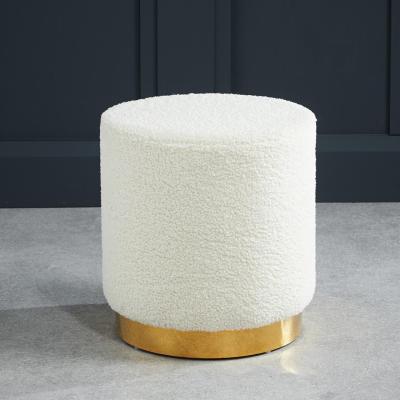 Lara White Boucle Fabric Small Pouffe