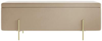 Lola Beige And Brushed Velvet Fabric Storage Ottoman