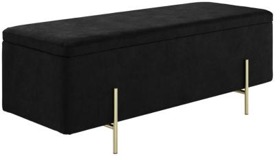 Lola Black And Brushed Velvet Fabric Storage Ottoman