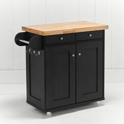 Product photograph of Portland Black Wood Kitchen Island from Choice Furniture Superstore
