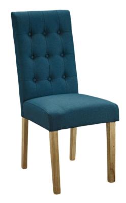 Roma Teal Linen Fabric Dining Chair Sold In Pairs