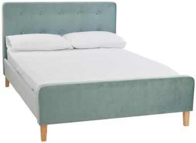 Pierre Aqua Crushed Velvet Fabric Bed Comes In Double And King Size Options