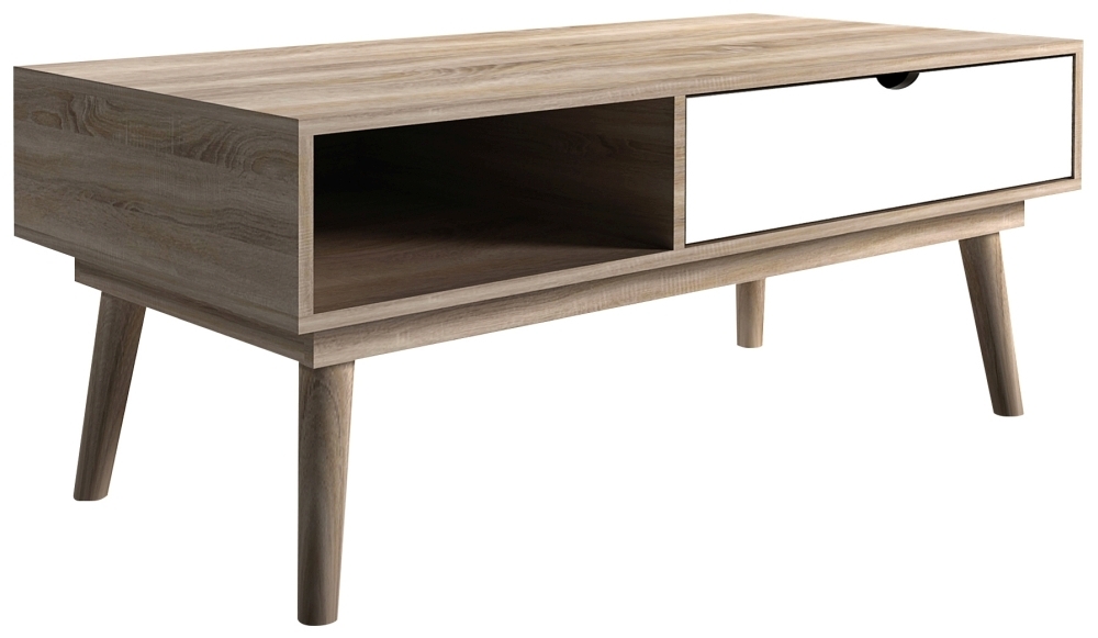 Scandi Oak Effect Coffee Table - White