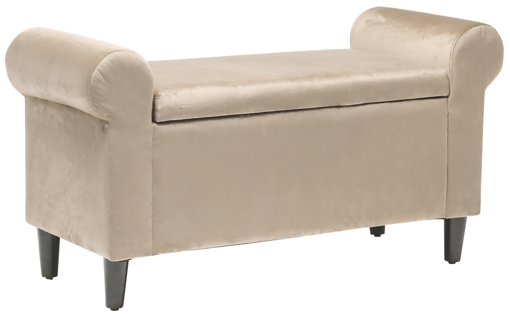 Highgrove Beige Velvet Fabric Ottoman Bench